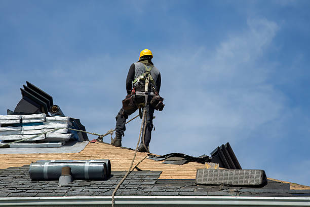 Professional Gutter Installation technician working in Cummington, MA